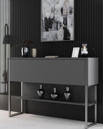 Modatte Luxe Dresuar Demir Ayaklı Gümüş Antrasit