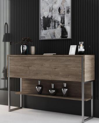 Modatte Luxe Dresuar Demir Ayaklı Gümüş Ceviz