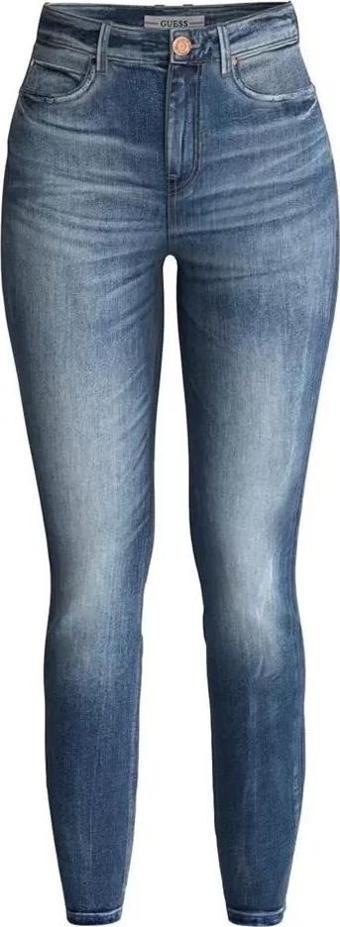 Guess Kadın Yüksek Bel Dar Paça Skinny Fit Lacivert Pantolon
