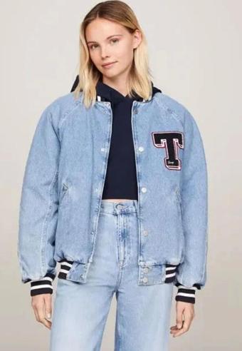 Tommy Jeans Kadın Letterman Denim Ceket