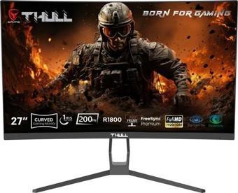 Thull Vision 27'' 1ms 200Hz Freesync Fhd LED (Hdmı+Dp) Va Frameless Curved Gaming Monitör TG-VSN27C-200