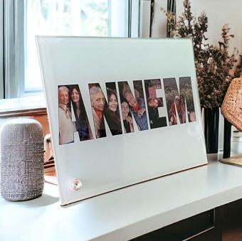 Dearens Annem Yazılı Fotoğraflı Cam Çerçeve Beyaz 18x23 cm