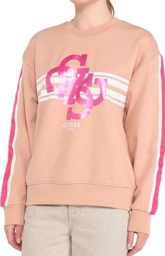 Guess  Yanları Çizgili Logolu Kadın Sweatshirt