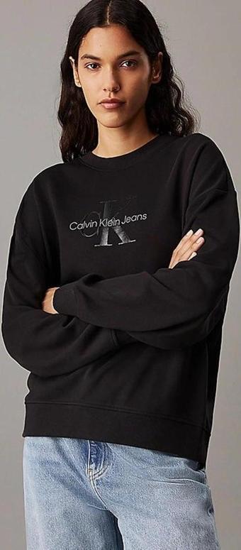 Calvin Klein Kadın Siyah Monogram Sweatshirt