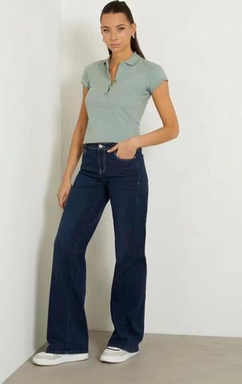 Guess Kadın Logolu  Yeşil T-Shirt