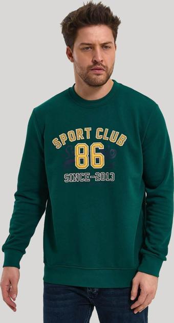 Bisiklet Yaka Yeşil Slim Fit Sweatshirt 23FWM60159