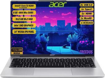 Acer Aspire Intel Core i3-N300 8 GB 512 GB SSD Freedos 14" WUXGA IPS Taşınabilir Bilgisayar NX.KS9EY.002