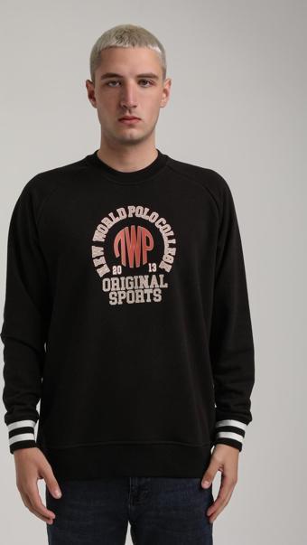 Bisiklet Yaka Siyah Slim Fit Sweatshirt 24FWM60187
