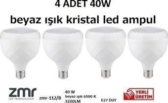 ZMR 40W Kristal Camlı T-Bulb LED Ampul E27 Beyaz Işık ZMR-112/B 6500K