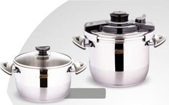 FMS Venüs İkiz 5 + 7 Litre Güveç Düdüklü Tencere Seti + Cam Kapak Siyah 3029