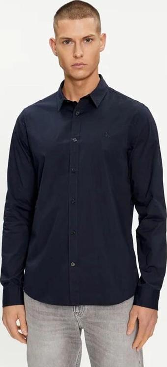 Calvin Klein Erkek Pamuklu Slim Fit Lacivert Gömlek