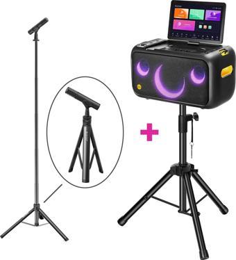 Ikarao Partybox Hoparlör ve Mikrofon Standlı Break X1 800W Karaoke Bluetooth Hoparlör Seti