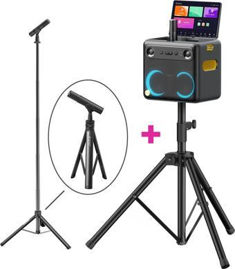 Ikarao Partybox Hoparlör ve Mikrofon Standlı Break X2 600W Karaoke Bluetooth Hoparlör Seti