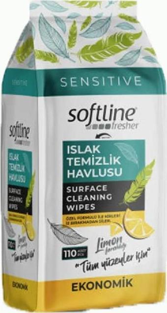 Softline Yüzey Temizleme Havlusu 108'li Limonlu