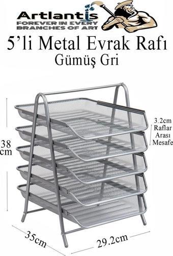 Metal Evrak Rafı 5 li 1 Paket Masa Üstü A4 Dosya Düzenleyici Kağıt Tepsisi Metal Fileli Beş Katlı Hareketli Perfore