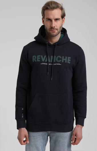 New World Polo Kapüşonlu Lacivert Slim Fit Hoodie 22FWM64031