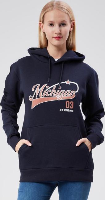 Kapüşonlu Kadın Lacivert Slim Fit Sweatshirt 24FWW64079