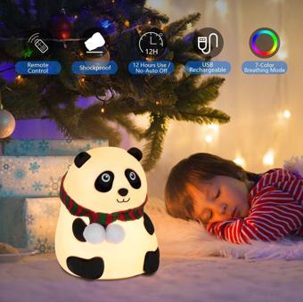 Panda Gece Lambası Çocuklar için Gece Işıkları Dokunmatik Sensörlü Renkli Masa Lambası