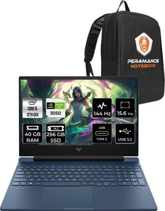 Hp Victus 15 İ5 12450H 40Gb 256Gb Ssd Rtx3050/4Gb 144Hz 15.6'' Fhd Fdos Gaming Laptop & Per4 Çanta