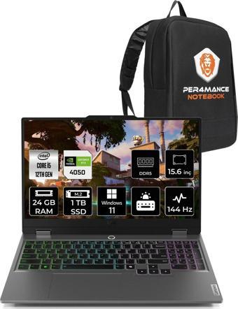 Lenovo Loq  İ5-12450Hx 24Gb 1Tb Ssd Rtx4050/6Gb 15.6" Fhd 144Hz W11P & Per4 Çanta