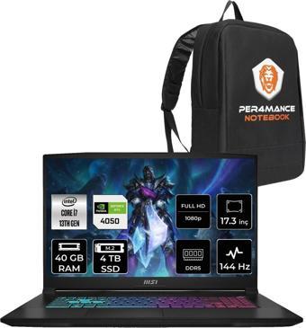 Msı Katana 17 13Vek36 İ7 13620H 40Gb 4Tb Ssd Rtx4050/6Gb 105W 17.3" Fhd 144Hz Fdos & Per4 Çanta
