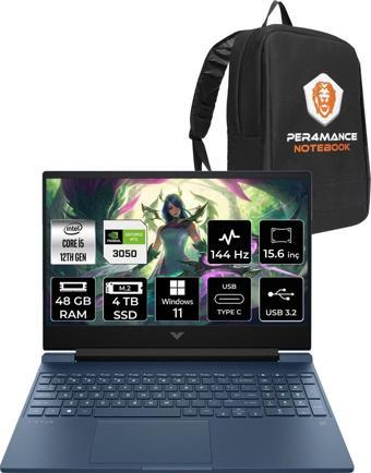 Hp Victus 15 İ5 12450H 48Gb 4Tb Ssd Rtx3050/4Gb 144Hz 15.6'' Fhd W11H Gaming Laptop & Per4 Çanta