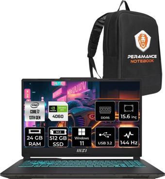 Msı Cyborg 15 A13Vf3 İ7-13620H 24Gb 512Gb Ssd Rtx4060/8Gb 15.6" Fhd 144Hz W11P & Per4 Çanta