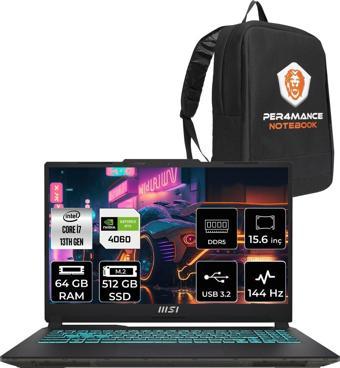 Msı Cyborg 15 A13Vf3 İ7-13620H 64Gb 512Gb Ssd Rtx4060/8Gb 15.6" Fhd 144Hz Fdos & Per4 Çanta