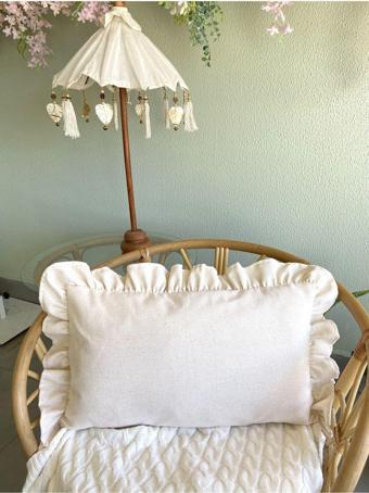 Sister Home Design Keten, Bohem, Fırfırlı, Vintage, Dikdörtgen Kırlent Kılıfı