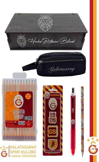 Galatasaray Orijinal Lisanslı Kalem Kalemlik Kuru Boya Silgi Hediyelik Set