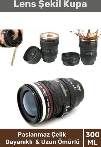 Objektif Görünümlü Sevgili Lens Kupa Çelik Kahve Çay Termos Paslanmaz Çelik Mug Bardak