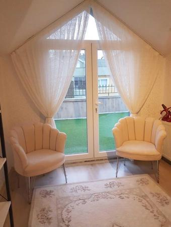 Garden House Papatya Krem Kumaş Metal Gümüş Ayaklı 2 Tekli Koltuk Berjer