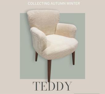 Garden House Teddy Kumaş Ahşap Ayaklı Puffy Çay Seti Koltuk Ofis Koltuğu Balkon Koltuğu Berjer