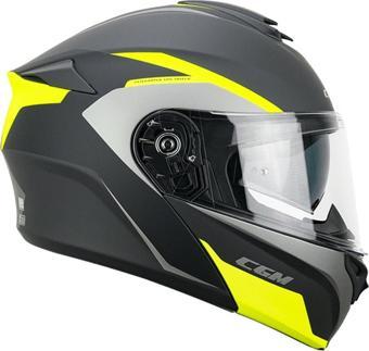 CGM 568G BER DRESDA ÇENE AÇILIR MOTOSİKLET KASKI SARI-GRİ / M