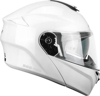 CGM 568A BER MONO ÇENE AÇILIR MOTOSİKLET KASKI BEYAZ / L