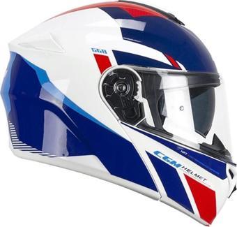 CGM 568S BER SPORT ÇENE AÇILIR MOTOSİKLET KASKI MAVİ-BEYAZ / M