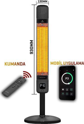 Elektrikli Isıtıcı Smart-fr Jetblack Akıllı Karbon Infrared Su Geçirmez Ip55 2500w