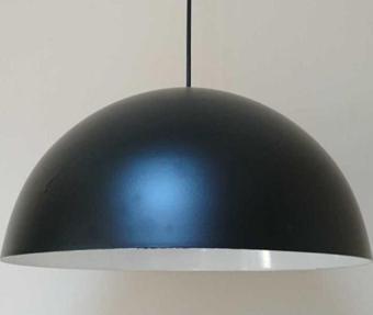 Retro Metal Sarkıt Avize Siyah İçi Beyaz 40 cm