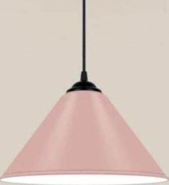 Dylight Retro Metal Dekoratif Rustik Kafe Mutfak Aydınlatma Pembe Tekli Sarkıt Avize Çap:30 Cm