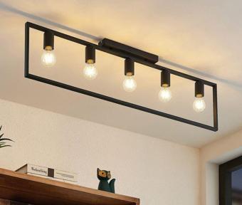Rsylight Retro Metal Tavan Plofyoner 5 Li Rustik Dekoratif Vintaje Avize 100 cm