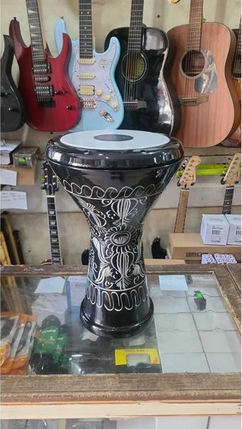 Salvador Profesyonel Erzincan El Işlemeli Döküm Darbuka Siyah Mısır Çömlek Darbuka - Kılıf Hediyeli