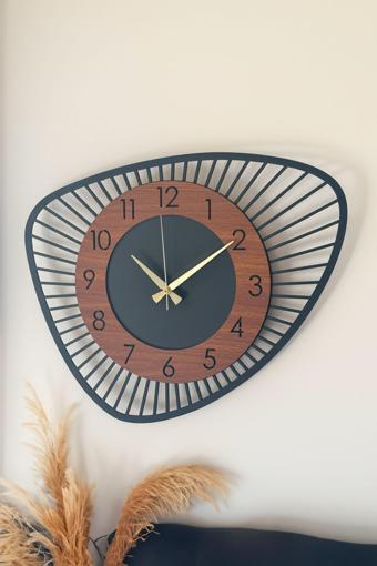 Lupokraft Dekoratif Yeni Modern Bellatrix Ceviz Ahşap Duvar Saati 48 cm