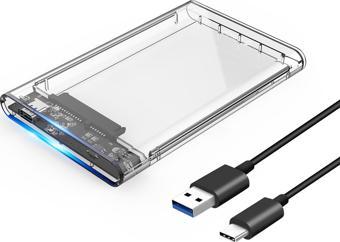 Winex 2.5İnç Type-C Sata USB3.0 HDD External Harddisk Kutusu Şeffaf