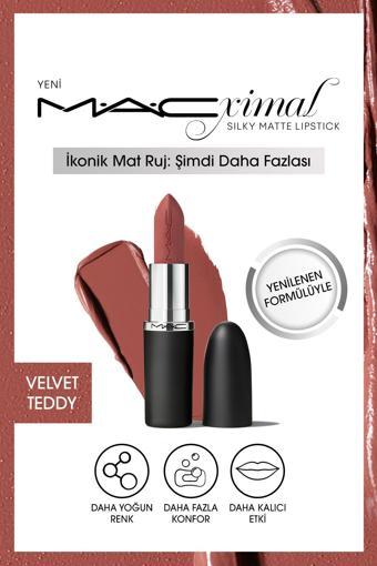Mac M·A·Cxımal Silky Matte Lipstick Nemlendirme Etkili Yoğun Renk Sağlayan Ruj - Velvet Teddy