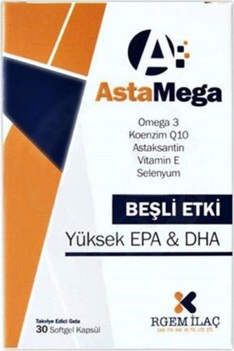 Rgem İlaç Astamega Omega3, Koenzim Q10, Astaksantin, Vitamin E, Selenyum 30 Kapsül