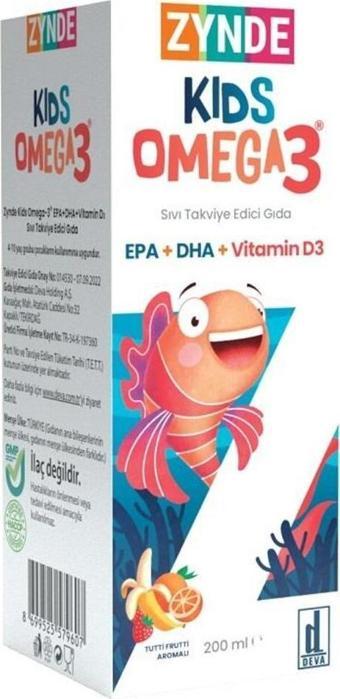 Zynde Kıds Kids Omega-3 Epa Dha Vitamin D3 Sıvı 200Ml