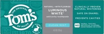 Tom's of Maine Luminous White Florürlü Anti-Çürük Diş Macunu Temiz Nane 113 gr