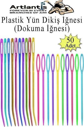 Düz ve Kıvrımlı Plastik Yün İğnesi 50 Adet 1 Paket Plastik Dikiş Dokuma İğnesi Kavisli İplik İğne Goblen