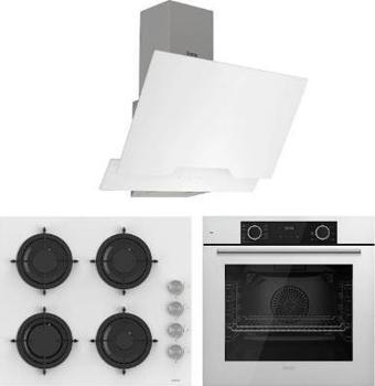 Ferre Fryart Cs Serisi Beyaz Cam Ankastre Set d064 + Cs206 + Xe63cb
