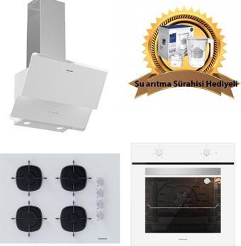 Silverline Beyaz Cam Ankastre Set 3490 - CS5665W01 65cm Ocak - BO6501W01 
